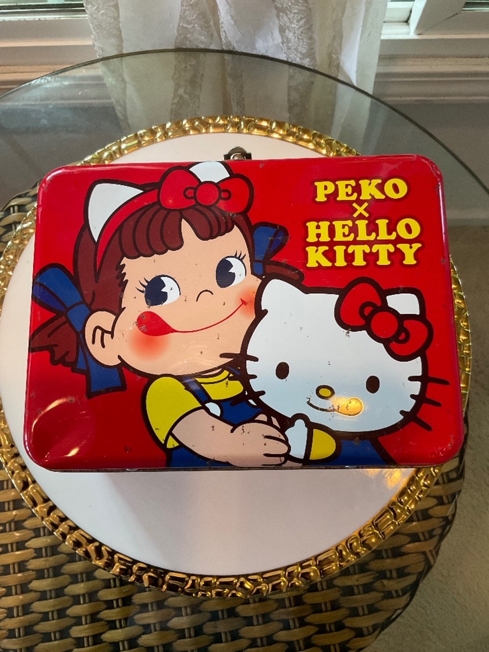 RARE VTG 💫 Peko x Hello Kitty Red Lunch Can ❤️ Price Lowered!